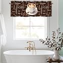 Coffee Valance Curtains for Windows, Sheer Rod Pocket Short 42x12 in