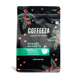 coffeeza ground coffee - medium grind - mysore nuggets single estate - 250g - dark roast 100 arabica ground coffee powder