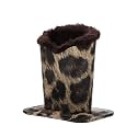 COHEALI Leopard Print Plush-Lined Eyeglasses Holder Stand – Soft Leather Protective Glasses Case &amp; Display Stand for Desk, Nightstand, or Travel
