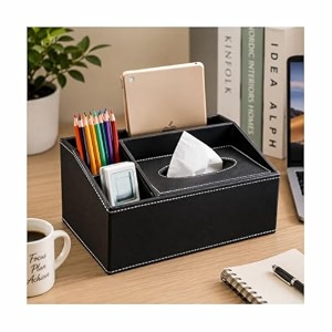 coi card holder desk office stationery storage box business remote control box - stylish and elegant home office napkin desktop holder desk storage black