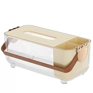 coi premium multi-functional tissue box organizer with compartments amp handle  portable storage for bathroom bedroom office amp living room