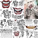 COKTAK 5 Sheets Halloween Tattoos Clown Big Mouth Temporary Tattoos Sticker Halloween Costume Accessories, Realistic Skull Demon Fake Tattoos Body Face Makeup Halloween Decoration Party Favor Supplies