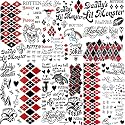 COKTAK 6 Sheets HQ Temporary Tattoos For Women Kids Men Halloween Makeup Kit Cosplay, Fake Face Tattoos Stickers, Prison Prisoner Inmate Rapper Halloween Temporary Tattoos Rave Party Accessories