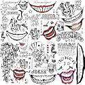 COKTAK 6 Sheets Temporary Tattoos For Men Women Kids Halloween Makeup Kit Cosplay Costume, 3D Halloween Face Tattoos Prison Prisoner Inmate Gothic Rapper, Fake Clown Tattoos Stickers