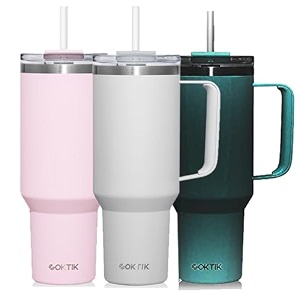 coktik 40 oz tumbler with handle and straw lid vacuum insulated travel coffee mug stainless steel insulated cup for beverages leak-proof cupholder friendlygrey