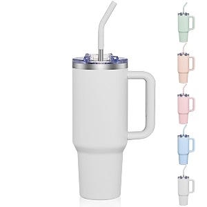 coktik 40 oz tumbler with handle and straw lid vacuum insulated travel coffee mug stainless steel insulated cup for beverages leak-proof cupholder friendlygrey