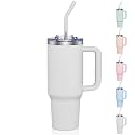 COKTIK 40 oz Tumbler With Handle and Straw Lid, Vacuum Insulated Travel Coffee Mug Stainless Steel Insulated Cup for Beverages, Leak-proof, Cupholder Friendly(Grey)