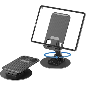 coku mobile stand for desk 360 rotation height and angle adjustable phone holder for table foldable desktop mobile holder for home study amp video shoot fit for 4-103939 smatphones black