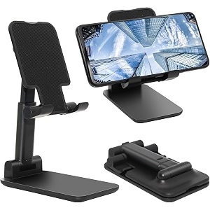 coku mobile stand for desk height adjustable amp foldable phone stand holder for home study table amp desktop compatible with 4 to 10 inch smarphones amp tablets devices black