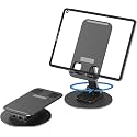 coku Mobile Stand for Desk 360° Rotation Height and Angle Adjustable Phone Holder for Table Foldable Desktop Mobile Holder for Home, Study &amp; Video Shoot Fit for 4-10'' Smatphones (Black)