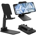 coku Mobile Stand for Desk, Height Adjustable &amp; Foldable Phone Stand Holder for Home, Study, Table &amp; Desktop Compatible with 4 to 10 Inch Smarphones &amp; Tablets Devices (Black)