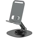 coku Mobile Phone Stand 360° Rotation Height and Angle Adjustable Cell Phone Stand for Desk Office Foldable Desktop Phone Holder for Smartphone 4-10'' Tablet Holder (Gray)
