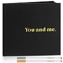 Colarr 8.7x8.7" Black Hardcover You and Me Scrapbook Photo Album 2 Markers