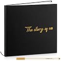 Colarr 8.7x8.7" Hardcover Couples Scrapbook Photo Album 2 Markers,Black