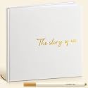 Colarr 8.7x8.7" Hardcover Couples Scrapbook Photo Album 2 Markers, White