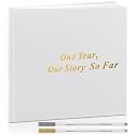 Colarr 8.7x8.7 White Hardcover Couples Scrapbook Photo Album 2 Markers