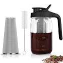 Cold Brew Coffee Maker, 32 oz Mason Jar Pitcher with Stainless Steel Filter, Pour Spout Handle Lid, Heavy Duty Glass Airtight & Leak-Proof for Iced Coffee,Tea & Lemonade
