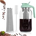 Cold Brew Coffee Maker, 64 oz Mason Jar Pitcher with Stainless Steel Filter, Pour Spout Handle Lid, Heavy Duty Glass Airtight &amp; Leak-Proof for Iced Coffee,Tea &amp; Lemonade