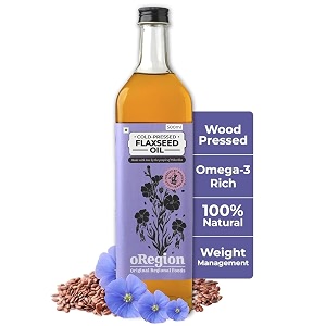 oregion cold pressed flaxseed oil 500ml  wood pressed kachi ghani alsi ka tel  rich in omega-3  supports gut heart hair amp skin