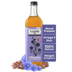 oregion cold pressed wood pressed flaxseed oil 500 ml  kachi ghani alsi ka tel  omega-3 rich  pure amp unadulterated  multipurpose edible oil  good for gut heart hair amp skin  preservative free  glass bottle