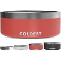 Coldest Dog Bowl - Anti Rust Metal, Non Slip, 3 Layers Insulated Stainless Steel Dog Bowls - Spill Proof &amp; Heavy Duty - Water Bowl for Dogs, Cats &amp; Pets, Dish Washer Safe (64 oz, Crimson Red)