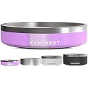 Coldest Dog Bowl - Anti Rust Metal, Non Slip, 3 Layers Insulated Stainless Steel Dog Bowls - Spill Proof &amp; Heavy Duty - Water Bowl for Dogs, Cats, Dish Washer Safe (21 oz,Saturn's Moon Purple Glitter)