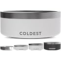 Coldest Dog Bowl - Anti Rust Metal, Non Slip, 3 Layers Insulated Stainless Steel Dog Bowls - Spill Proof &amp; Heavy Duty - Water Bowl for Dogs, Cats &amp; Pets, Dish Washer Safe (64 oz, Epic White)