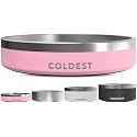 Coldest Dog Bowl - Anti Rust Metal, Non Slip, 3 Layers Insulated Stainless Steel Dog Bowls - Spill Proof &amp; Heavy Duty - Water Bowl for Dogs, Cats &amp; Pets, Dish Washer Safe (21 oz,Cotton Candy Pink)