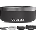 Coldest Dog Bowl - Anti Rust Metal, Non Slip, 3 Layers Insulated Stainless Steel Dog Bowls - Spill Proof &amp; Heavy Duty - Water Bowl for Dogs, Cats &amp; Pets, Dish Washer Safe (64 oz, Stealth Black)
