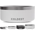 Coldest Dog Bowl, Insulated Stainless Steel Water Bowl (Epic White, 100 oz)