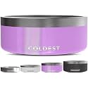 Coldest Dog Bowl, Insulated Stainless Steel Bowl (Saturns Purple Glitter, 64 oz)