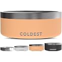 Coldest Dog Bowl, Insulated Stainless Steel Bowl (Sahara Peach, 64 oz)