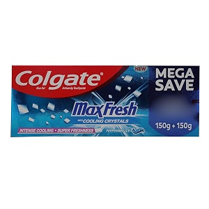 colgate max fresh blue gel toothpaste fresh breath 300g cooling crystals