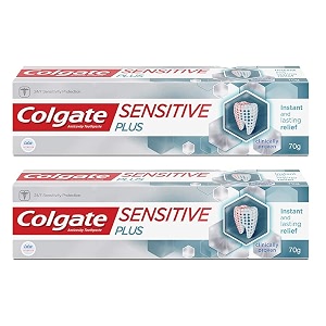 colgate sensitive plus sensitivity relief toothpaste pack of 140g 70g x 2  with pro-argin technology clinically proven formula provides instant relief from tooth sensitivity colgate toothpaste for instant amp lasting sensitivity relief