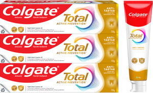 colgate total anti-tartar anti-germ tooth paste 15x better tartar reduction 150g x3 toothpaste 450 g pack of 3