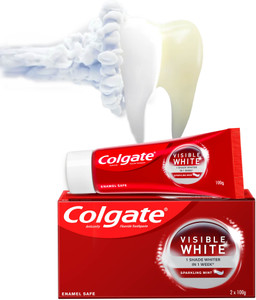 colgate visible white toothpaste teeth - whitening starts in 1 week combo pack toothpaste 200 g pack of 2