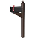 Colingmill Brown,Black 1 Set Iron Mailbox Posts with Mailbox for Outside Ground Mounting Post 56 Inch Tall Heavy Duty Architectural Stand with 8 Screws for Outdoor Use