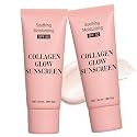 Collagen Face Sunscreen SPF 50, Moisturizing Sunscreen for Women, No Cast sunscreen with Hydrating Formula, Travel Size Facial Sunscreen for Sensitive Skin (2pc)