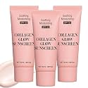 Collagen Face Sunscreen SPF 50, Moisturizing Sunscreen for Women, No Cast sunscreen with Hydrating Formula, Travel Size Facial Sunscreen for Sensitive Skin (3pc)