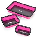 Collapsible Magnetic Parts Tray Set - 3 Different Size Tool Trays - Pink