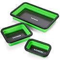 Collapsible Magnetic Parts Tray Set - 3 Different Size Tool Trays - Green
