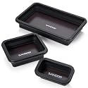 Collapsible Magnetic Parts Tray Set - 3 Different Size Tool Trays - Black