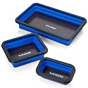 Collapsible Magnetic Parts Tray Set - 3 Different Size Tool Trays - Blue