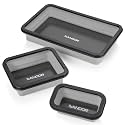 Collapsible Magnetic Parts Tray Set -3 Different Size Tool Trays Light Grey