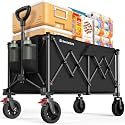 Collapsible Wagon Cart with Wheels, 440LBS for Grocery Shopping Camping
