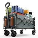 Blomoba Folding Wagon Cart with Wheels, 220lbs Utility Wagon Cart, Grey
