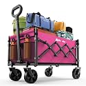 Blomoba Folding Wagon Cart with Wheels, 220lbs Utility Wagon Cart, Pink