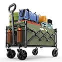 Blomoba Folding Wagon Cart with Wheels, 220lbs Utility Wagon Cart, Green