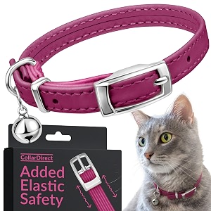CollarDirect Leather Cat Collar With Elastic Safety