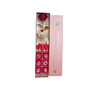 collectible india artificial 24k rose and teddy bear and beautiful roses box pink